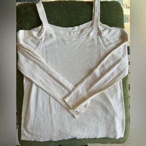 Sol Angeles x Anthropologie Cold Shoulder Long Sleeve Top, Cream, Medium